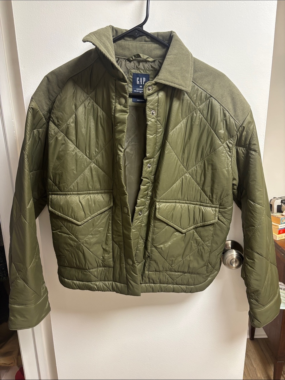 GAP Olive Green Quilted Bomber Jacket